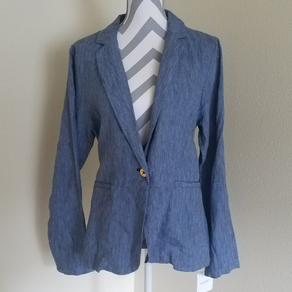 NWT Ellen Tracy Blue Textured Blazer - Picture 4 of 6